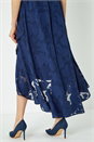 Navy  Sleeveless Jacquard Dipped Hem Midi Dress, Image 5 of 5