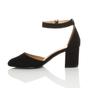 Black AJVANI Black Mid Block Heel Ankle Strap 2 Part Heels, Image 3 of 6