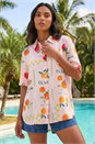 Light Pink Fruit Print Collared Shirt, Image 1 of 4