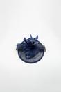 Navy Feather & Bow Disc Fascinator, Image 2 of 2