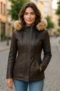 Brown Quilted Leather Parka Jacket-Winton, Image 1 of 6