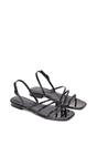 Black XY LONDON Black 'Mary' Square Toe Strappy Slingback Flat Sandals, Image 5 of 6