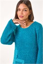 Teal Textured Pocket Detail Longline Jumper, Image 4 of 5