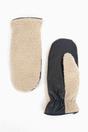 Cream Borg Fleece Winter Mittens, Image 1 of 3
