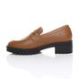 Tan AJVANI Tan Flat Chunky Heeled Penny Loafers, Image 3 of 5