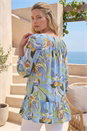Blue Leaf Print Tunic Top, Image 3 of 4