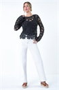 Black Crochet Knit Jumper, Image 2 of 5