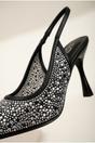 Black Cordelia Embellished Mesh Pointed Toe Heels, Image 3 of 5