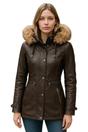 Brown Leather Hooded Parka Jacket-Charleville, Image 1 of 5