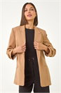 Tan Tailored Ruched Sleeve Stretch Blazer, Image 4 of 7