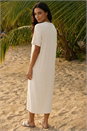 Cream  Jersey Stretch Midi Dress, Image 3 of 4