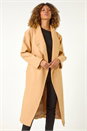 Tan Asymmetric Double Breasted Belted Coat, Image 7 of 7