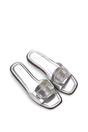 Silver XY LONDON Silver 'Annie' Sparkly Diamante Slip On Flat Slider Mule Sandals, Image 5 of 5