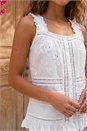 Ivory  Embroidered Trim Button Detail Cami, Image 4 of 4