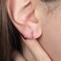 Gold Ruby July Birthstone Small Huggie Hoop Earrings, Image 2 of 5