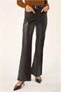 Black Faux Leather Bootcut Trouser, Image 1 of 7