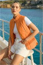 Orange Diamond Quilted Funnel Neck Gilet, Image 1 of 4