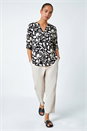Black Petite Floral Stretch Button Detail Shirt, Image 2 of 5