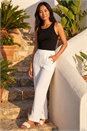 White Petite Button Side Trousers, Image 1 of 4
