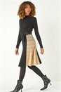 Camel Contrast Panel Belt Knitted Dress, Image 1 of 5