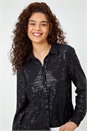 Button-Front Shimmer Blouse