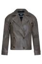 Brown Cropped Oversized Trench Leather Jacket, Image 1 of 4