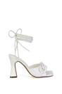 White XY LONDON White 'Rhegan' Lace Up Chain Detail Square Toe Block High Heel Sandals, Image 1 of 5