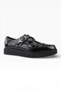 Black TUK Footwear Black Pointed Creeper Leather Monk Shoes, Image 2 of 8