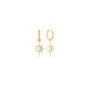 Gold White Opal Northernstar Drop Hoop Earring Sterling Silver, Image 1 of 2