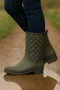 Khaki AJVANI Khaki Waterproof Wellingtons Quilted Ankle Boots Wellies, Image 2 of 6