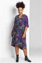 Blue Curve Patchwork Floral Tunic Dress, Image 1 of 4