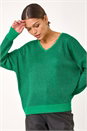 Green V-Neckline Sparkle Knit Jumper, Image 2 of 5