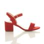 Red AJVANI Red Mid Block Heel Strappy Sandals, Image 2 of 6