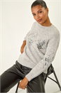 Grey Diamond Sparkly Knit Jumper, Image 4 of 5
