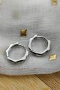 Silver Sterling Silver Hexagon Zircon Tiny Hoop Earrings, Image 1 of 3