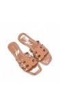 Taupe XY LONDON Taupe 'Ellie' Square Toe Cut Out Strap Flat Sandal Slides, Image 5 of 5
