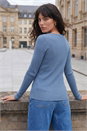 Denim Pearl Ribbed Knit Jumper, Image 2 of 4