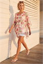 Red Floral Print Kimono Top, Image 2 of 4