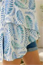 Blue Leaf Print Wrap Hem Tunic Top, Image 4 of 4