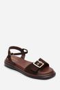 Dark Brown Coastal Front Buckle Flatform Suede Sandal, Image 3 of 6