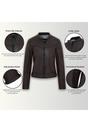 Dark Brown Quilted Leather Biker Jacket-Horten, Image 3 of 6