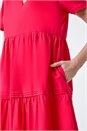 Fuchsia Plain Cotton Tiered Maxi Dress, Image 5 of 5