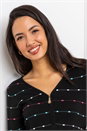 Black Bobble Knit Zip Detail V-Neck Jumper, Image 4 of 5
