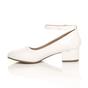 White AJVANI White Low Block Heel Ankle Strap Court Shoes, Image 3 of 6