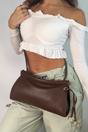 Brown Shoulder Clutch Bag With Tie Up Detail, Image 2 of 4