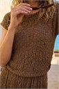 Chocolate Textured Floral Lace Maxi Dress, Image 4 of 4