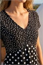 Black Contrast Polka Dot Gathered Top, Image 4 of 4