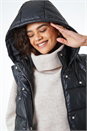 Black Faux Leather Longline Quilted Gilet, Image 5 of 6