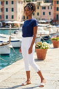 White Cropped Stretch Trouser, Image 1 of 4