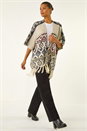 Natural  Jacquard Tassel Trim Poncho, Image 3 of 5